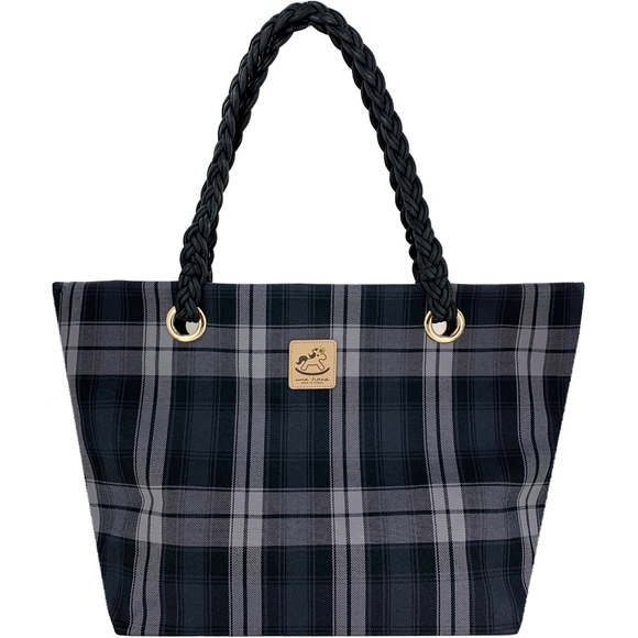 Uma Hana Handbags - Waterproof Plaid Braided Woven Tote Shoulder Bag